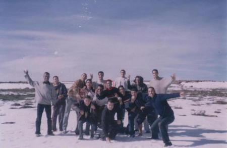playing with snow