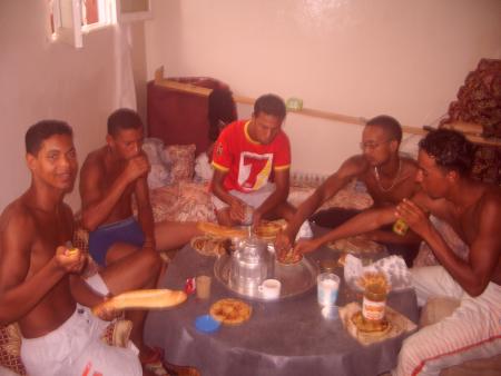 having breakfast