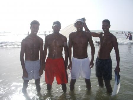 my friends and i ready to swim